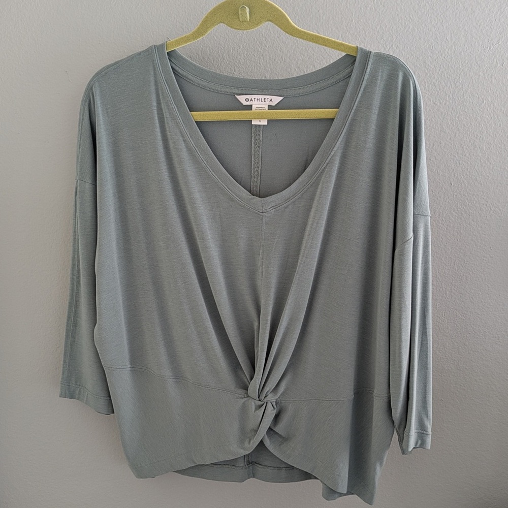 ATHLETA Embody Twist Front Athletic Top in Pale Sage Green - Picture 2 of 3